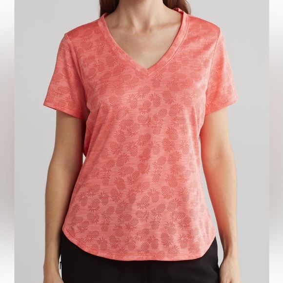 Tommy Bahama Tops - Tommy Bahama Coast Pineapple V-Neck T-Shirt in Bright Coral Size Small NWT